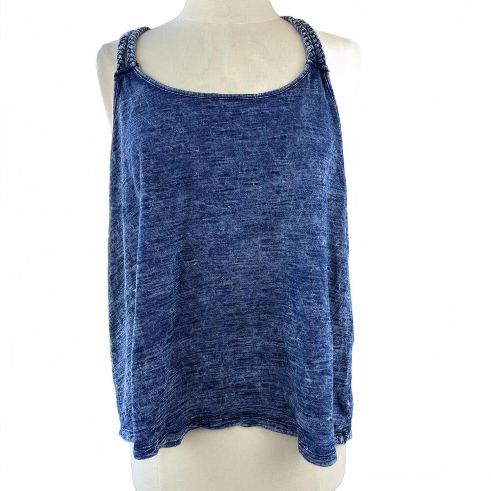 Mossimo Women's Cropped Tank Top Racerback Distressed Braided Straps XL